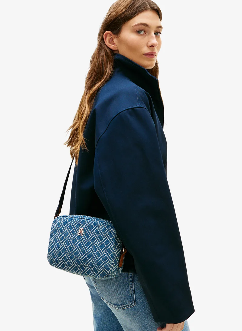 TOMMY HILFIGER Monogram Denim Crossbody Camera Bag